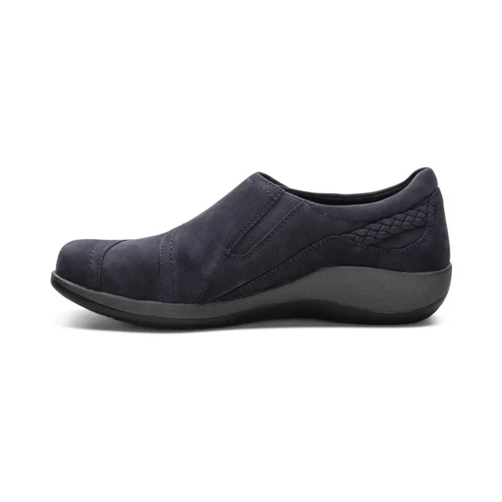 Aetrex Karina DM505WM Womens 7.5-8 Navy Leather Monk Strap Comfort Shoes GAL1400